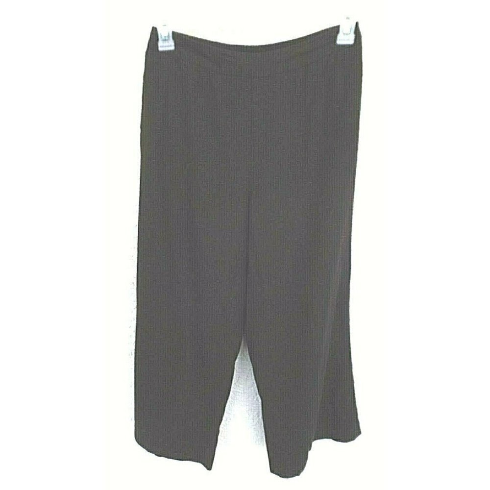 Coldwater Creek 8 Brown Capri pants flat front, elastic waist 22" inseam